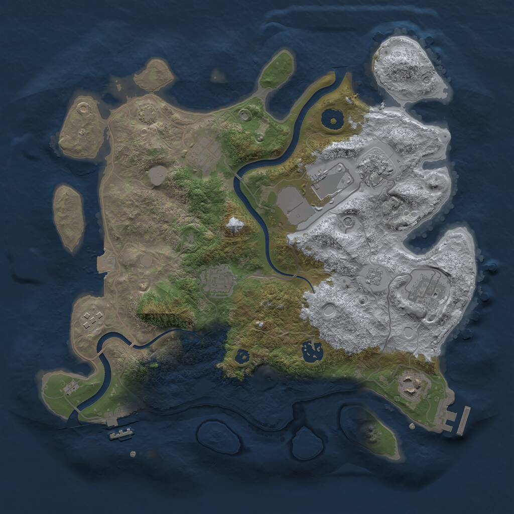 Rust Map: Procedural Map, Size: 3500, Seed: 1397343099, 14 Monuments