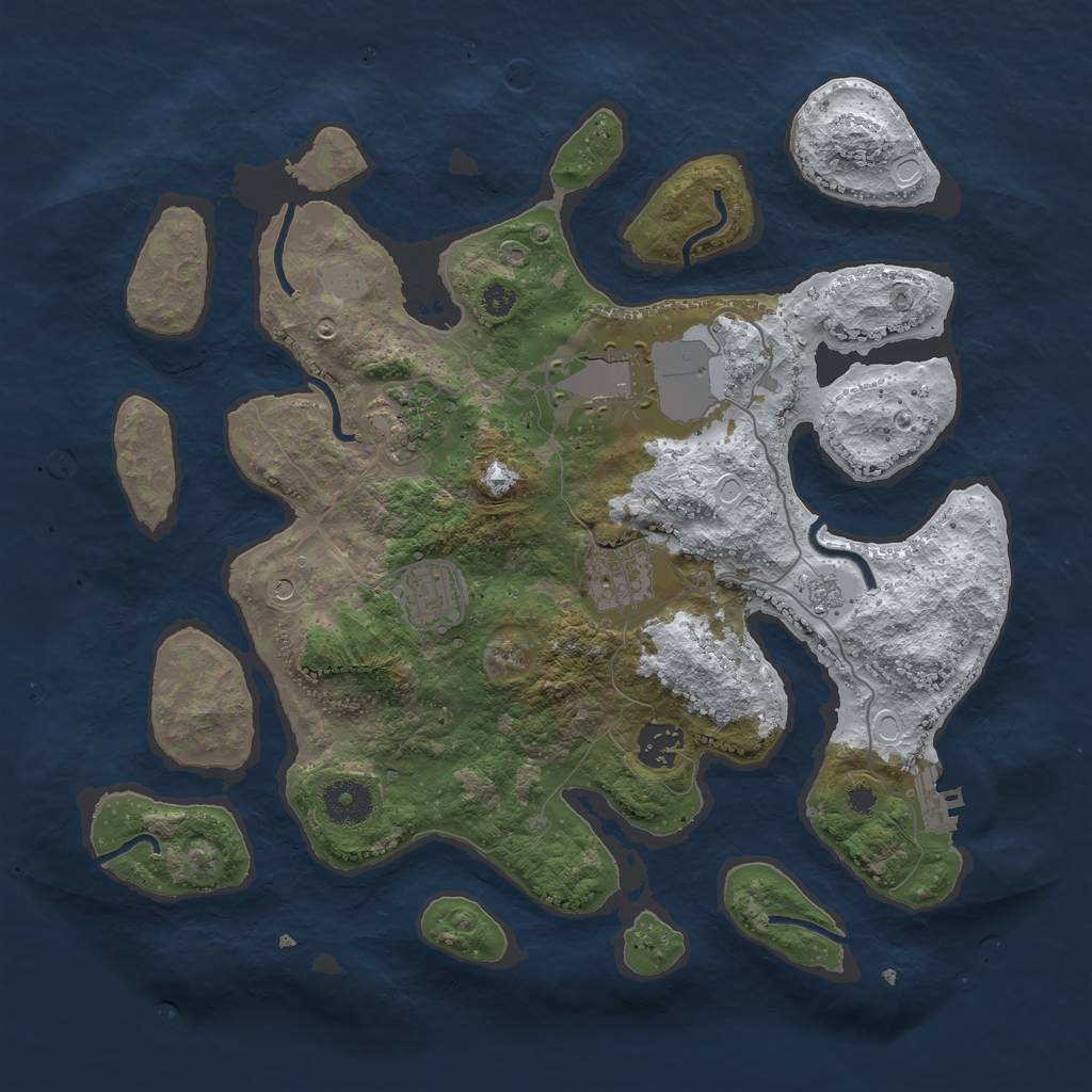 Rust Map: Procedural Map, Size: 3500, Seed: 1397343099, 13 Monuments