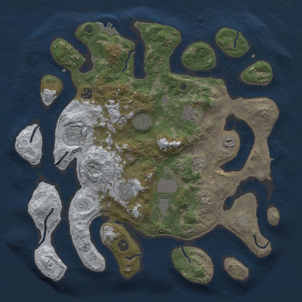 Rust Map: Procedural Map, Size: 4000, Seed: 1037041760, 18 Monuments