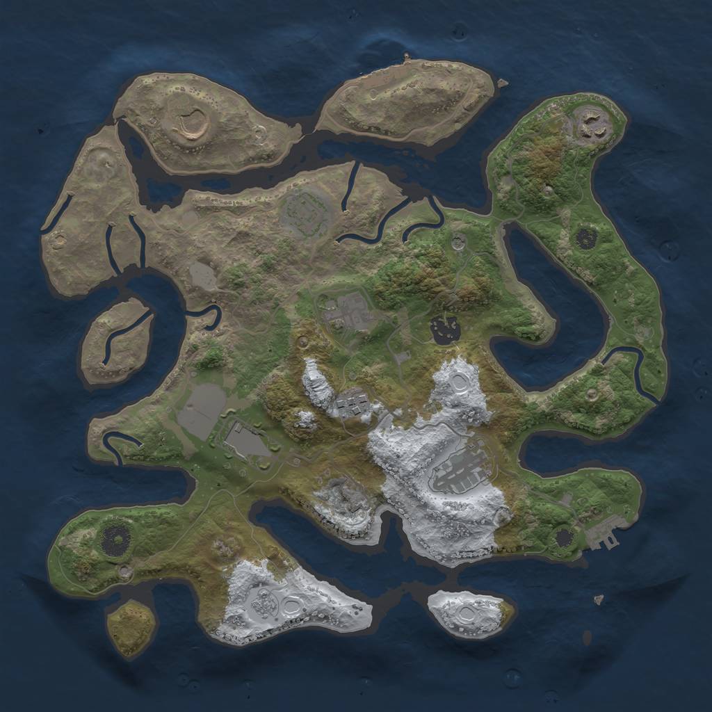 Rust Map: Procedural Map, Size: 3500, Seed: 2846380, 17 Monuments