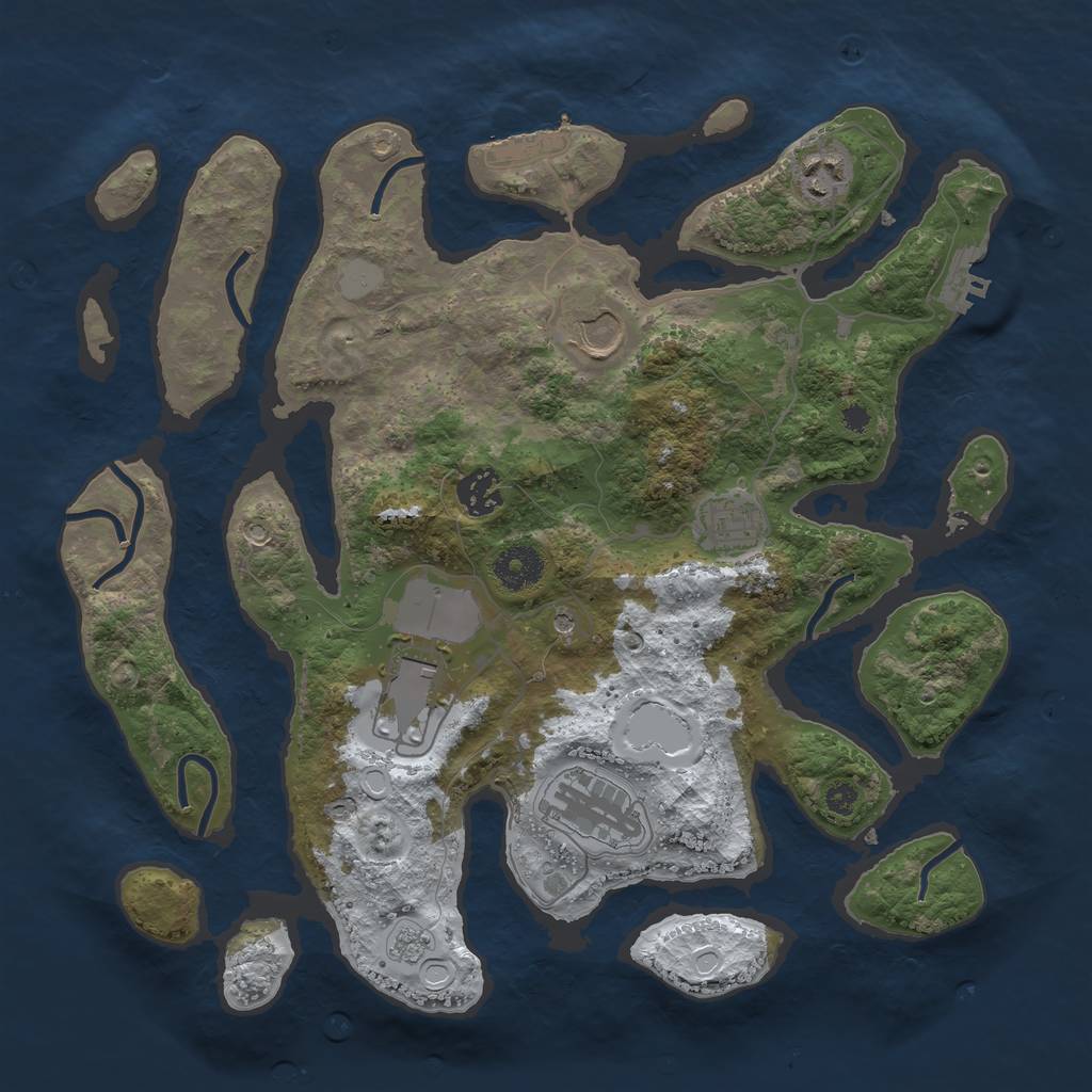 Rust Map: Procedural Map, Size: 3500, Seed: 2039949943, 15 Monuments