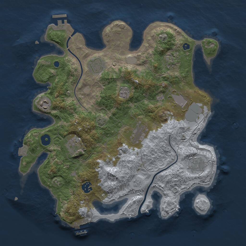 Rust Map: Procedural Map, Size: 3500, Seed: 13, 15 Monuments