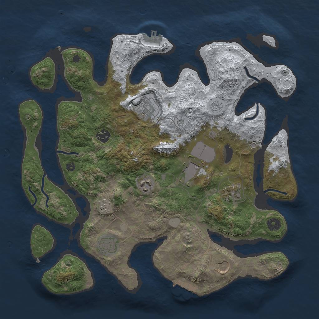 Rust Map: Procedural Map, Size: 3600, Seed: 20123123, 17 Monuments