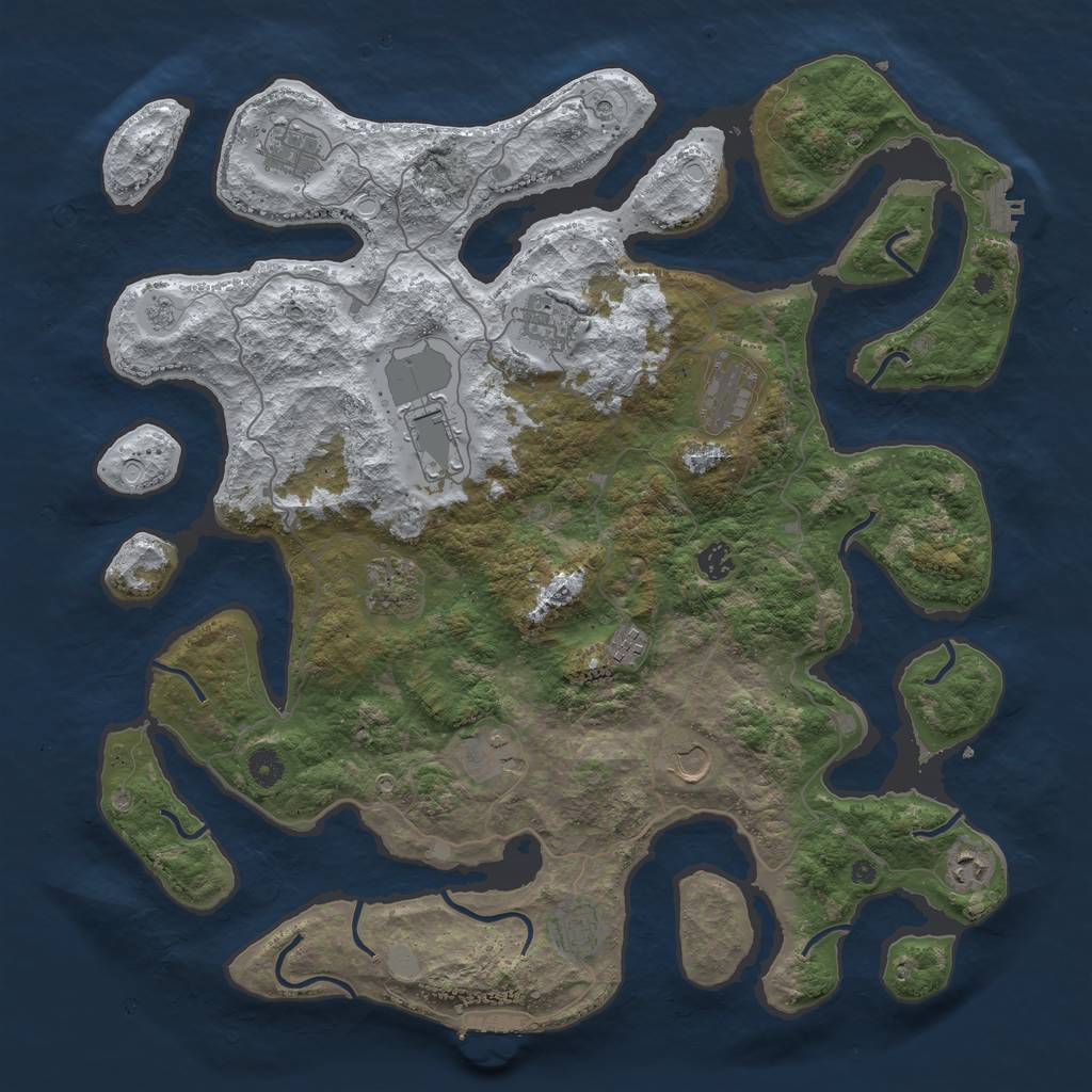 Rust Map: Procedural Map, Size: 4500, Seed: 1377280136, 20 Monuments