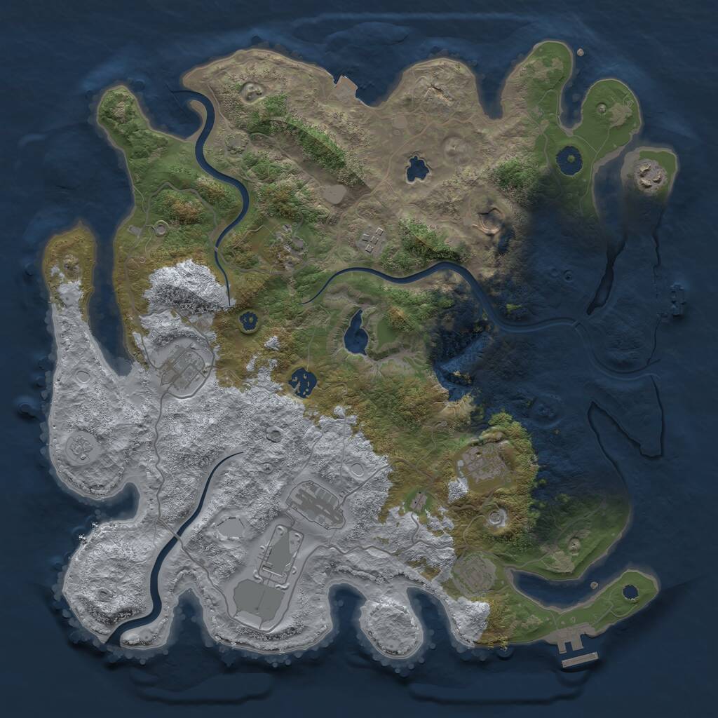 Rust Map: Procedural Map, Size: 4000, Seed: 413899381, 16 Monuments