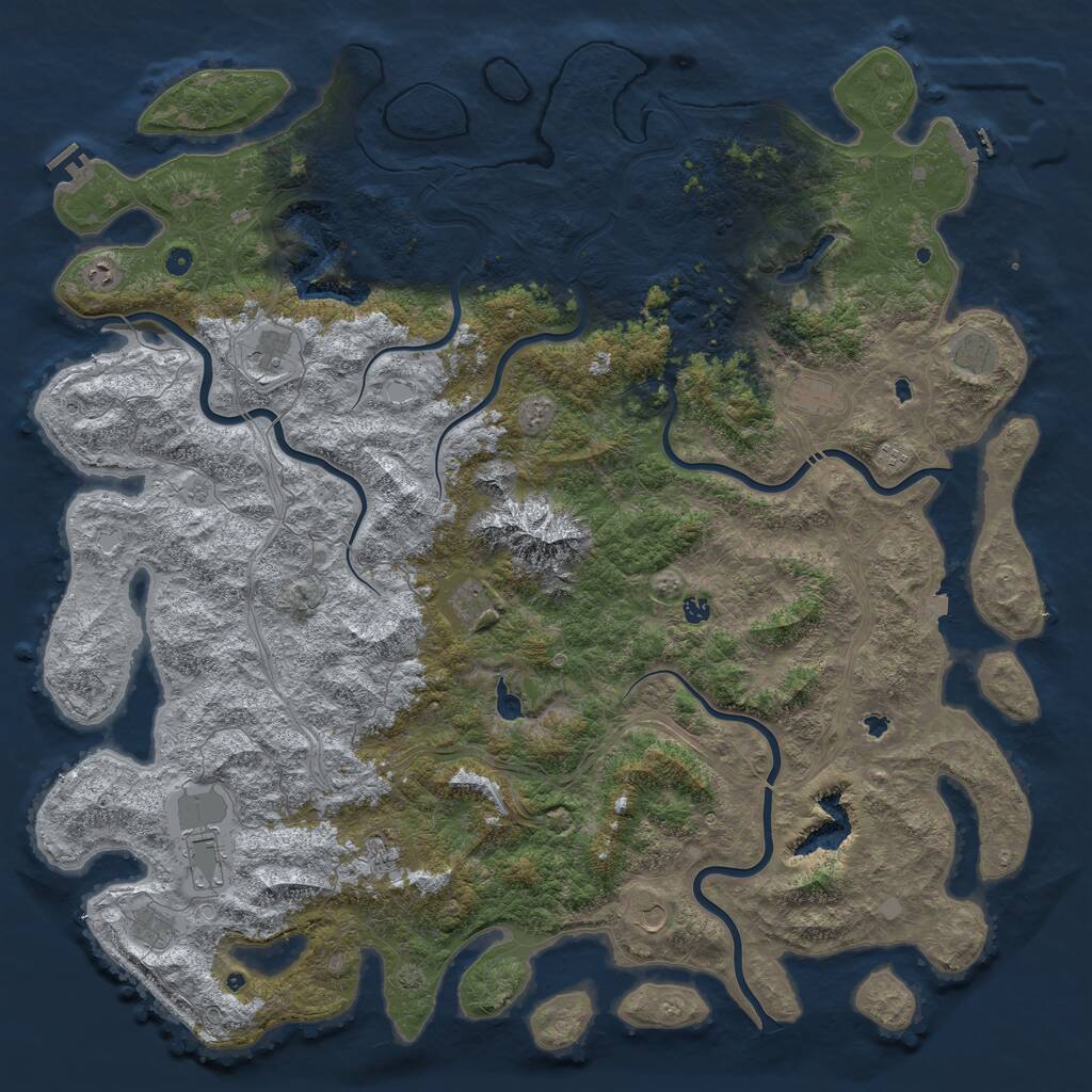 Rust Map: Procedural Map, Size: 6000, Seed: 27, 17 Monuments