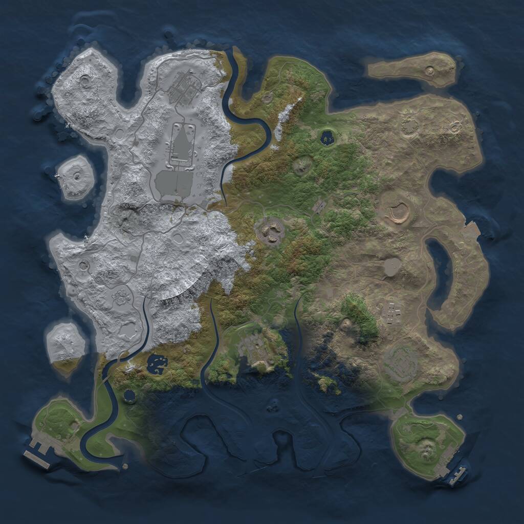 Rust Map: Procedural Map, Size: 3750, Seed: 3466775, 14 Monuments
