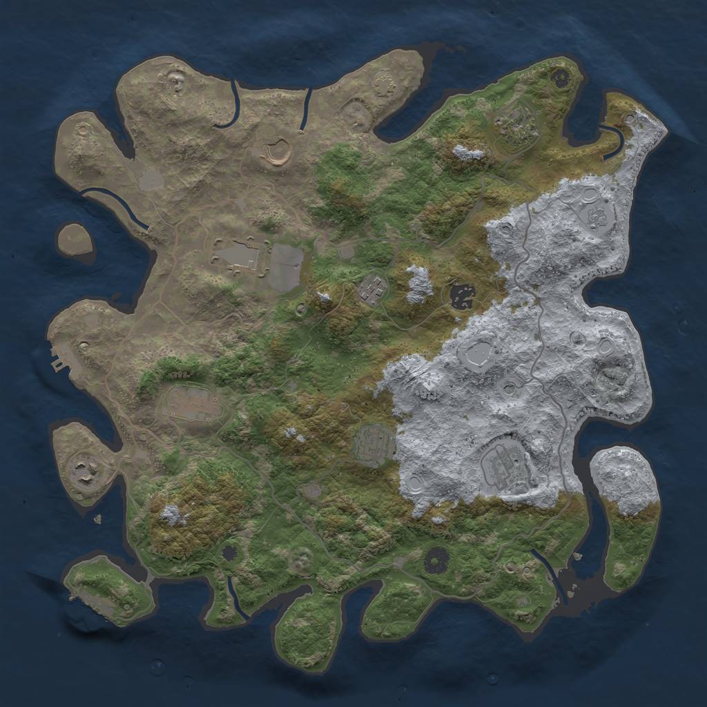 Rust Map: Procedural Map, Size: 4000, Seed: 3851845, 17 Monuments