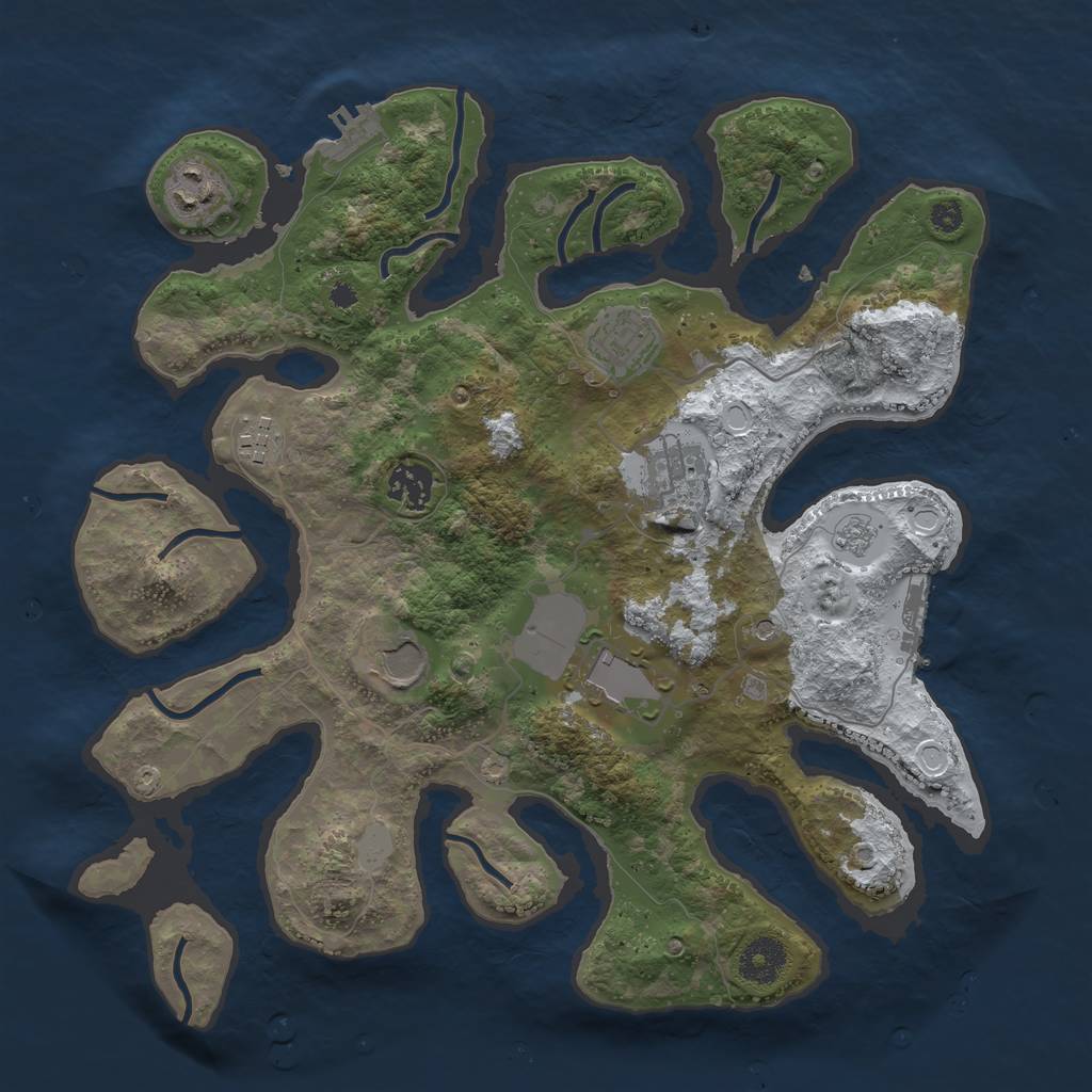 Rust Map: Procedural Map, Size: 3500, Seed: 1494520140, 16 Monuments