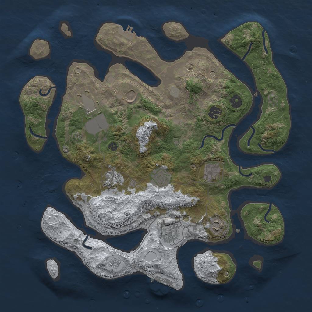 Rust Map: Procedural Map, Size: 3700, Seed: 6738, 17 Monuments