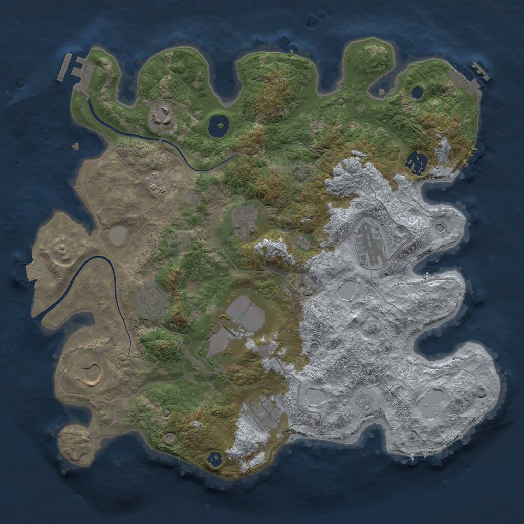 Rust Map: Procedural Map, Size: 3600, Seed: 6274072, 15 Monuments