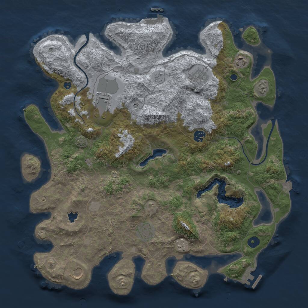 Rust Map: Procedural Map, Size: 4000, Seed: 34645756, 13 Monuments