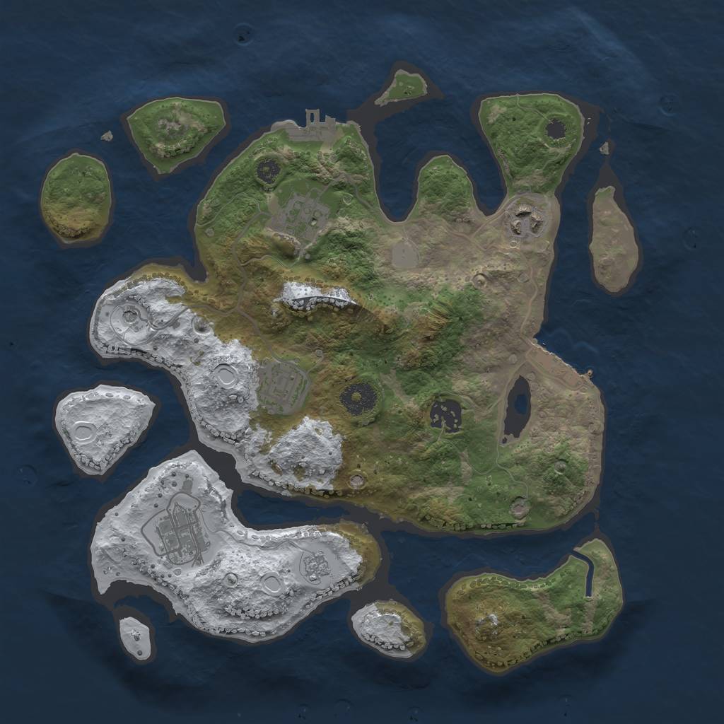Rust Map: Procedural Map, Size: 3200, Seed: 2147483646, 14 Monuments