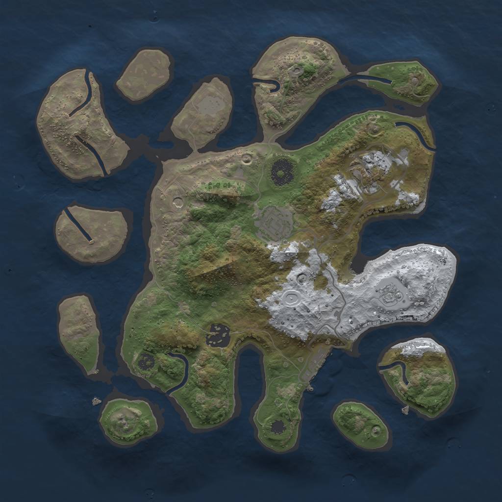 Rust Map: Procedural Map, Size: 3000, Seed: 675675675, 11 Monuments