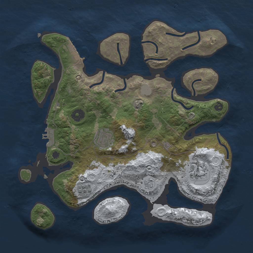 Rust Map: Procedural Map, Size: 3000, Seed: 1712707907, 11 Monuments