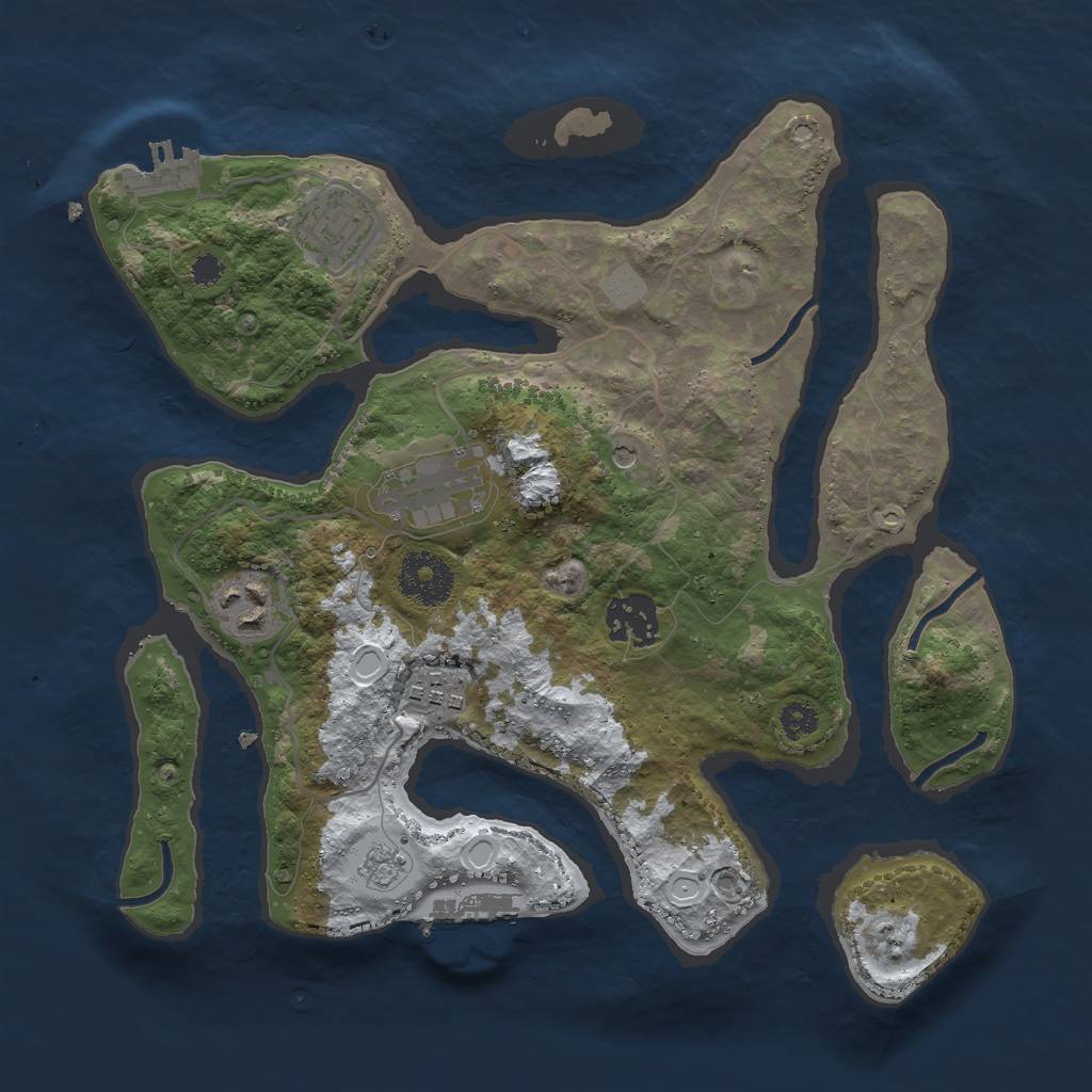 Rust Map: Procedural Map, Size: 3000, Seed: 833, 14 Monuments