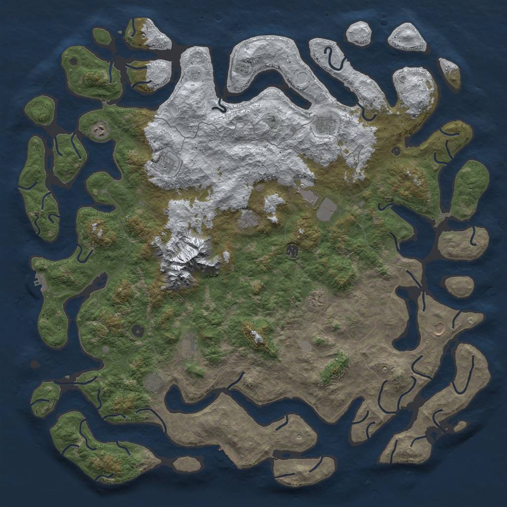 Rust Map: Procedural Map, Size: 6000, Seed: 5, 20 Monuments