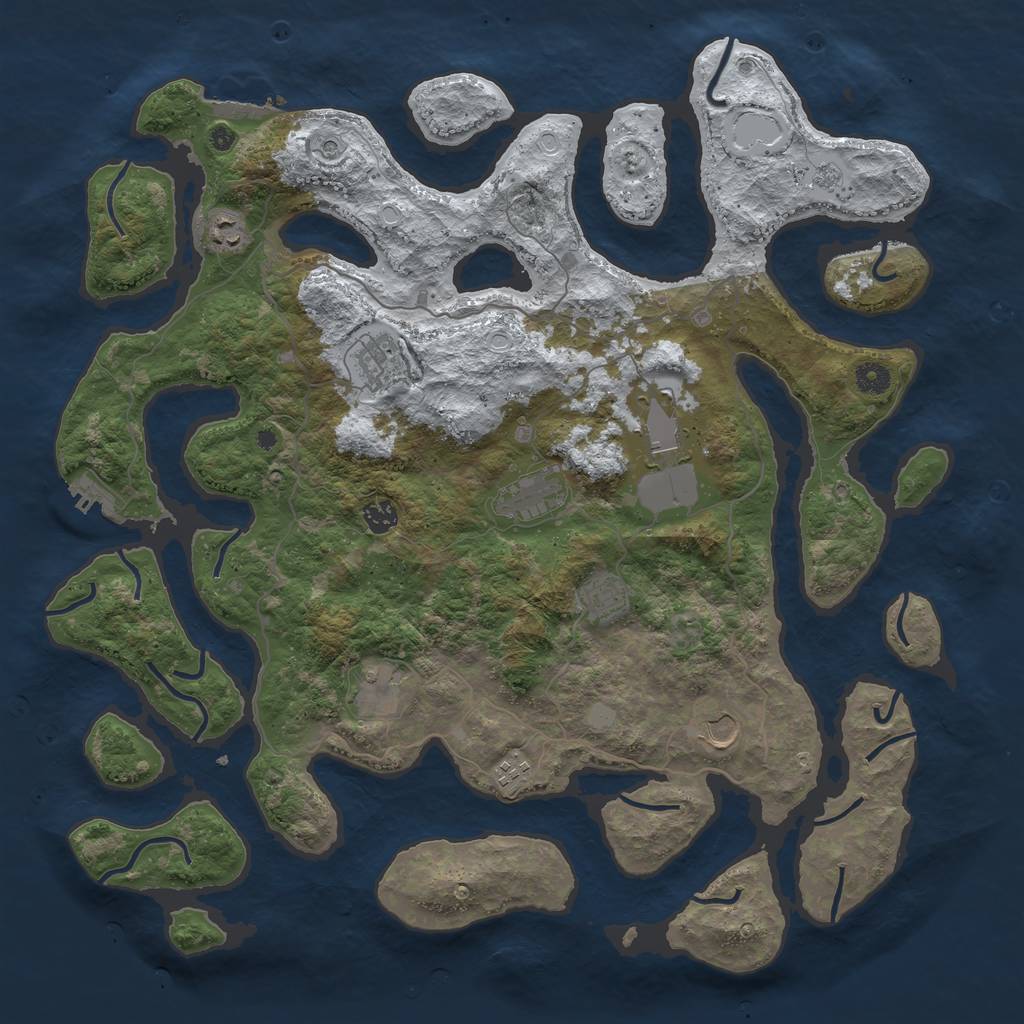 Rust Map: Procedural Map, Size: 4500, Seed: 1288654001, 18 Monuments