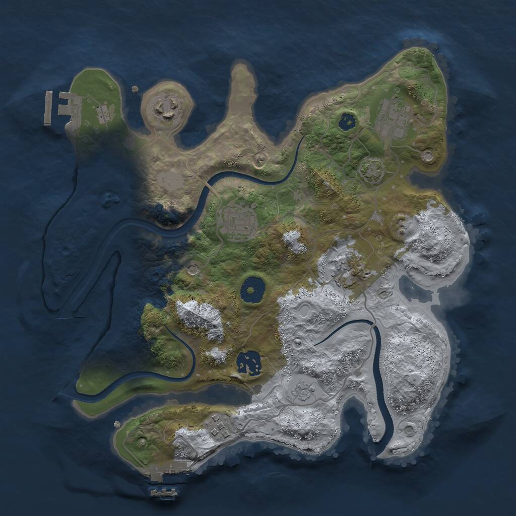 Rust Map: Procedural Map, Size: 3000, Seed: 2623979, 12 Monuments