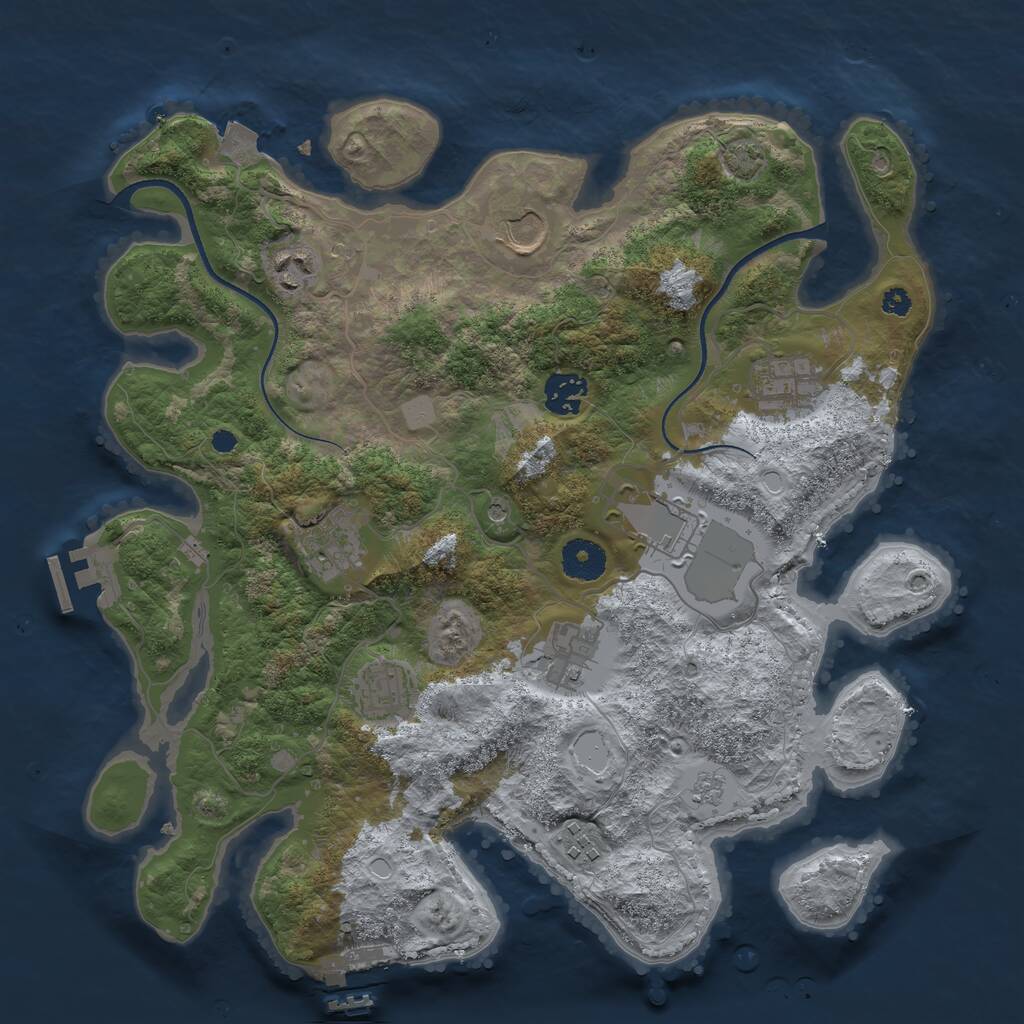 Rust Map: Procedural Map, Size: 3550, Seed: 441461, 15 Monuments