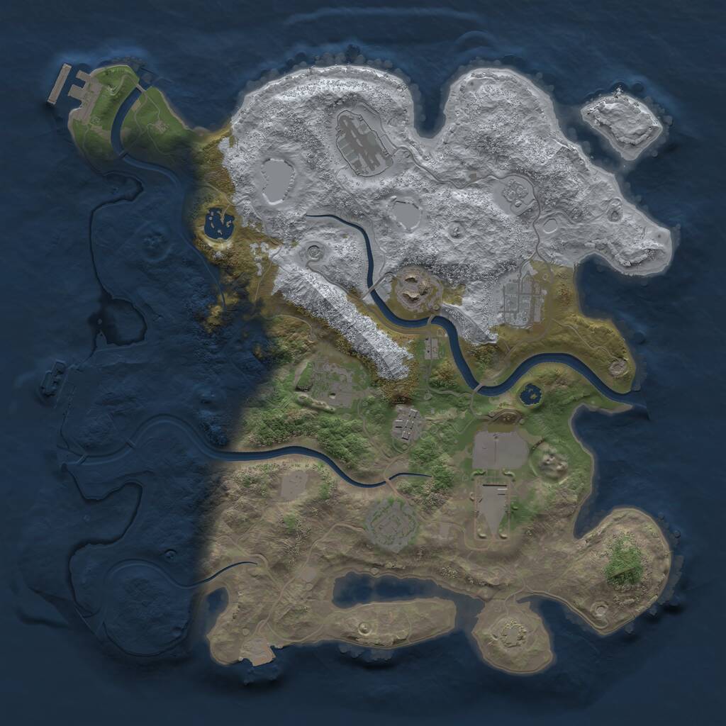 Rust Map: Procedural Map, Size: 3500, Seed: 1733708, 14 Monuments