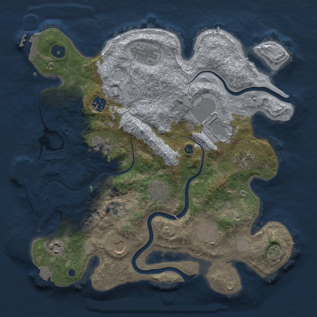 Rust Map: Procedural Map, Size: 3500, Seed: 1733708, 16 Monuments