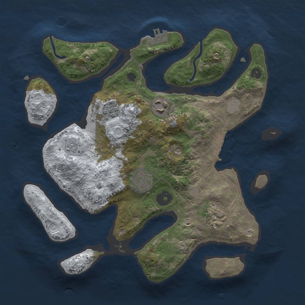 Rust Map: Procedural Map, Size: 3000, Seed: 169065, 13 Monuments