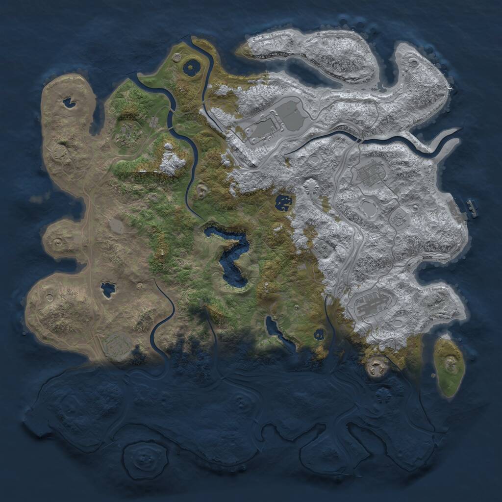 Rust Map: Procedural Map, Size: 4500, Seed: 1458627511, 14 Monuments