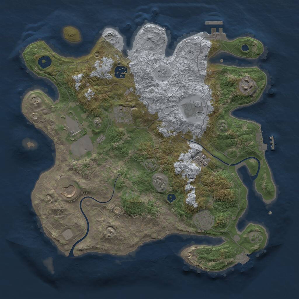 Rust Map: Procedural Map, Size: 3500, Seed: 1431109317, 13 Monuments