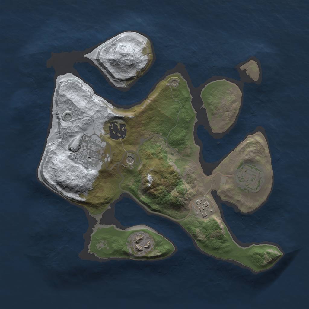 Rust Map: Barren, Size: 2500, Seed: 42, 8 Monuments