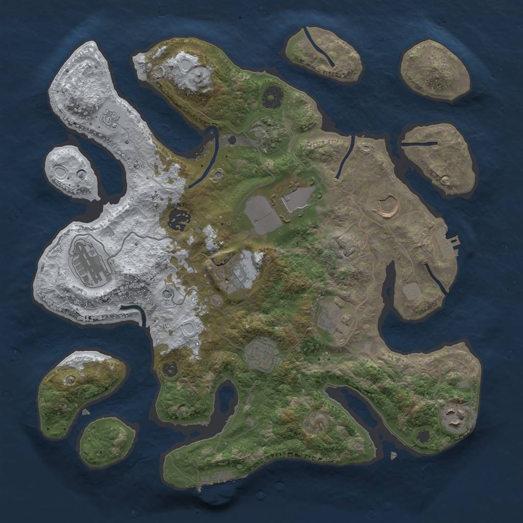 Rust Map: Procedural Map, Size: 3510, Seed: 5737366, 18 Monuments