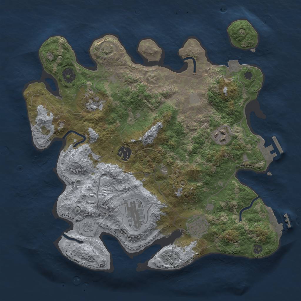 Rust Map: Procedural Map, Size: 3250, Seed: 2187, 14 Monuments