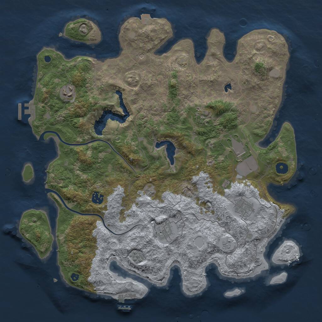 Rust Map: Procedural Map, Size: 4000, Seed: 941536078, 13 Monuments