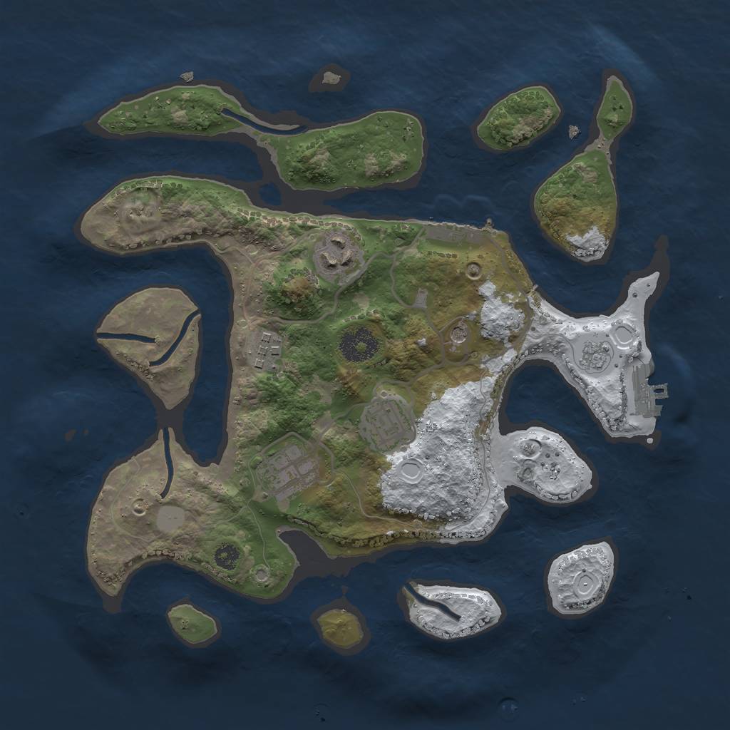 Rust Map: Procedural Map, Size: 3000, Seed: 762405, 13 Monuments