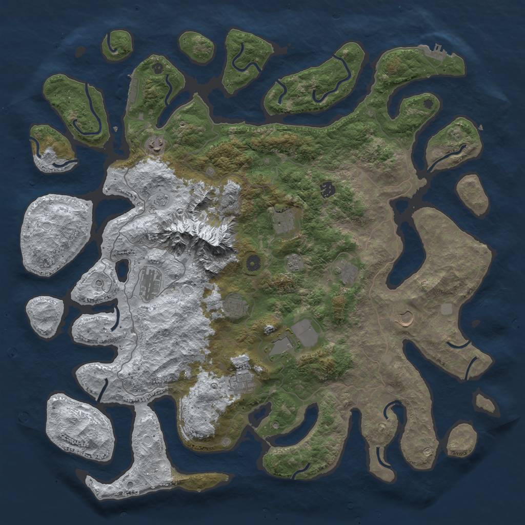 Rust Map: Procedural Map, Size: 5000, Seed: 630652357, 19 Monuments