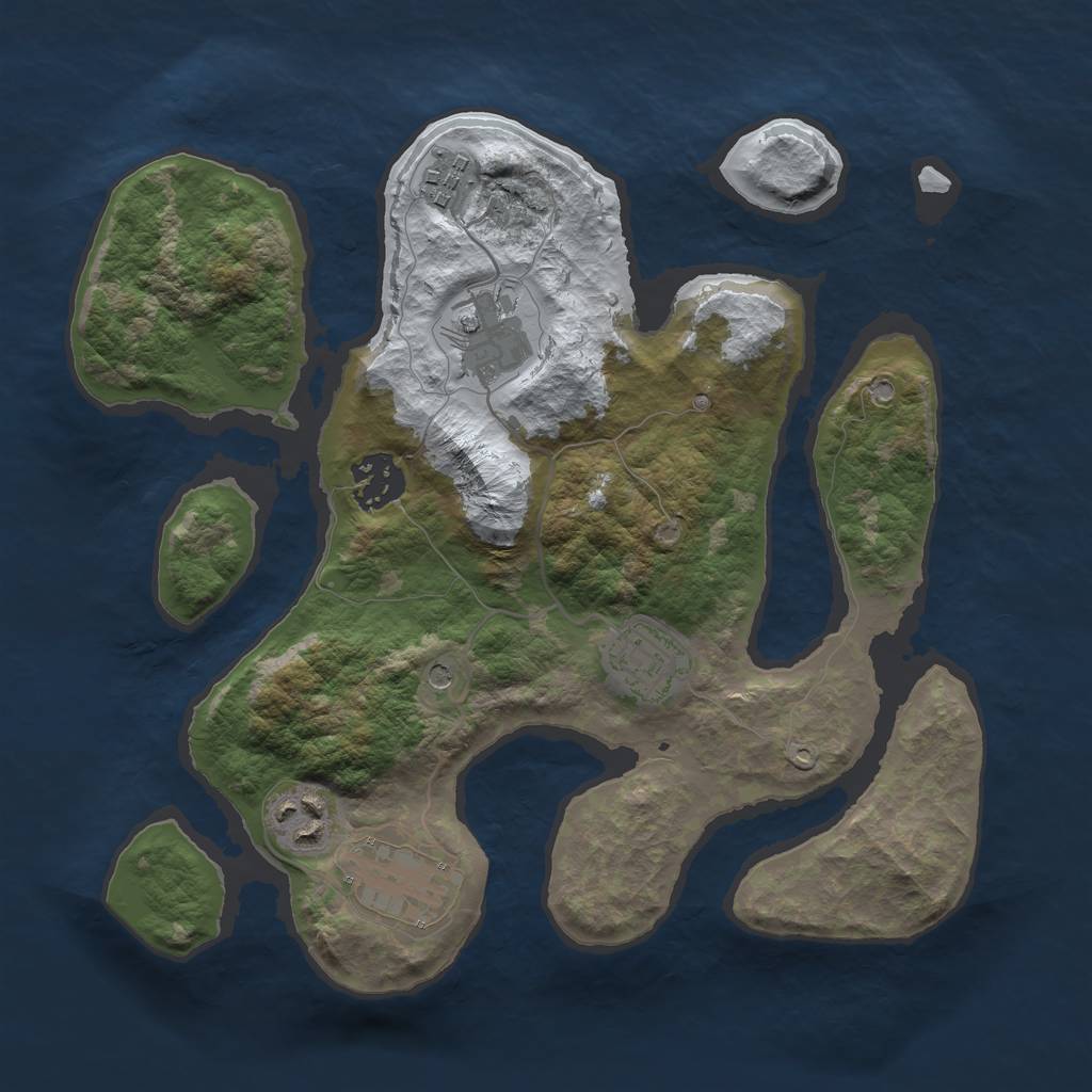 Rust Map: Barren, Size: 2950, Seed: 1, 9 Monuments