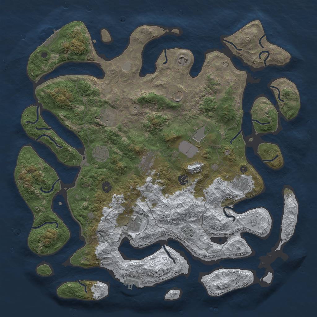 Rust Map: Procedural Map, Size: 4500, Seed: 5454545, 19 Monuments