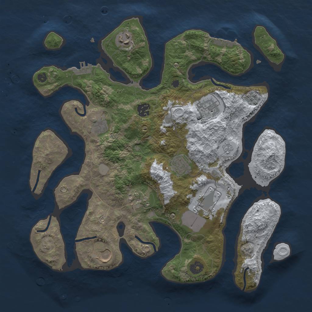Rust Map: Procedural Map, Size: 3500, Seed: 5169515, 17 Monuments