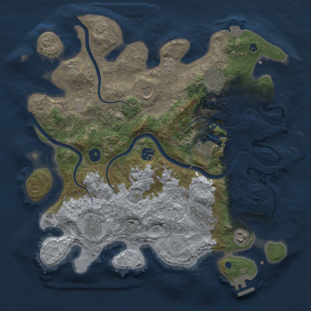 Rust Map: Procedural Map, Size: 3700, Seed: 1293171536, 13 Monuments