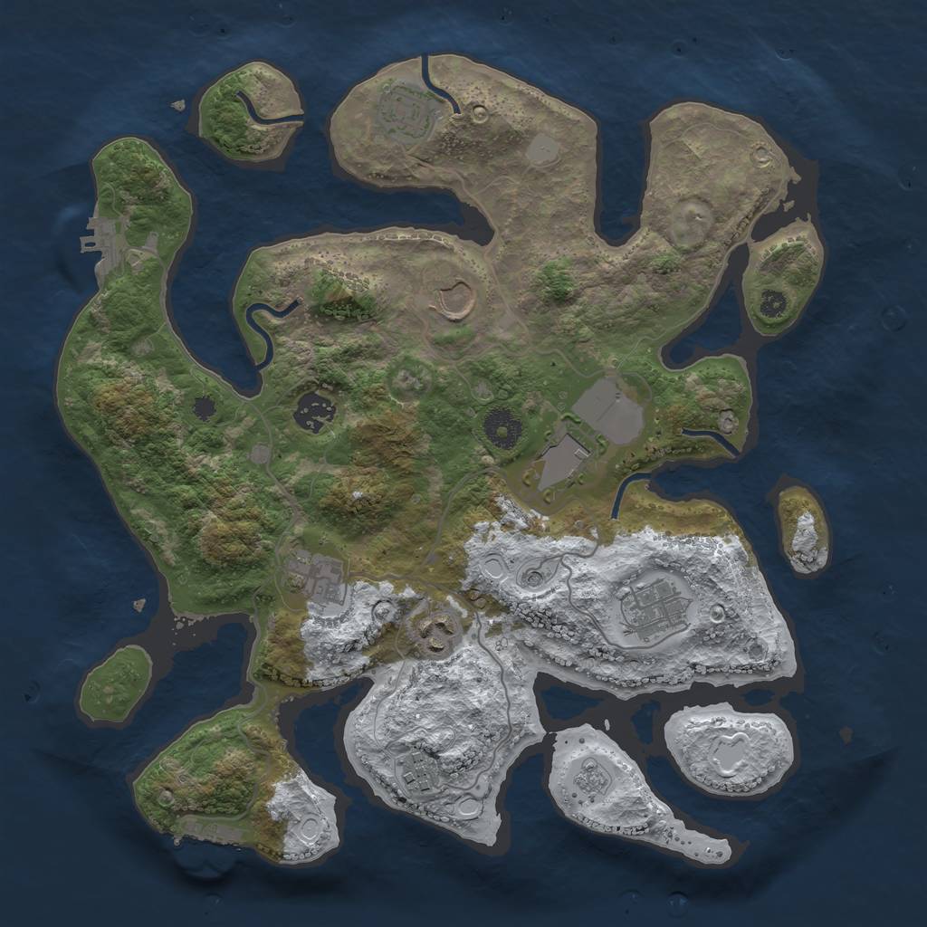 Rust Map: Procedural Map, Size: 3550, Seed: 341229, 17 Monuments