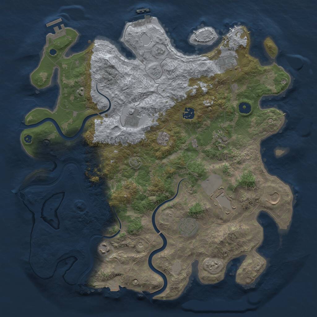 Rust Map: Procedural Map, Size: 3950, Seed: 1654767252, 15 Monuments