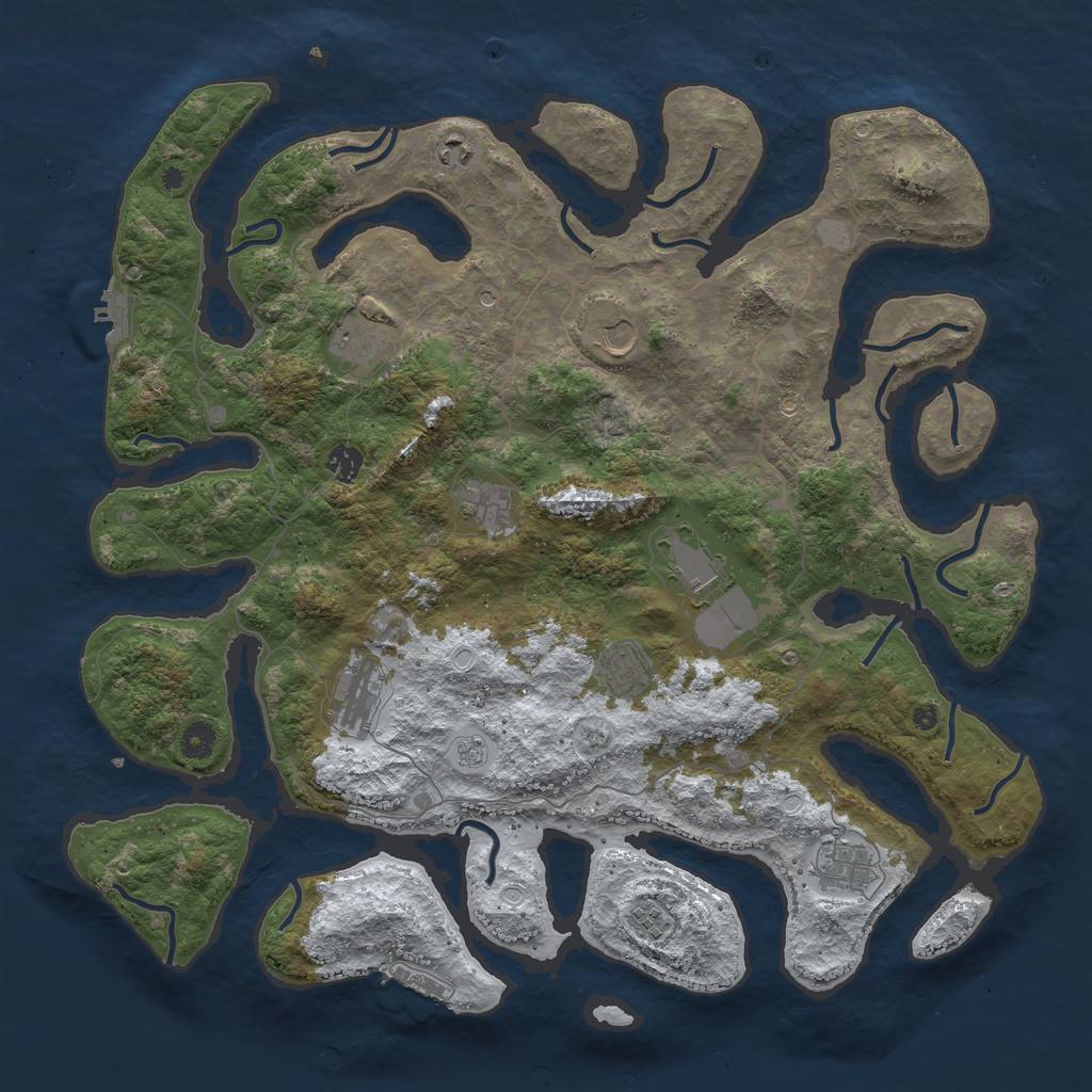 Rust Map: Procedural Map, Size: 4500, Seed: 371411584, 19 Monuments