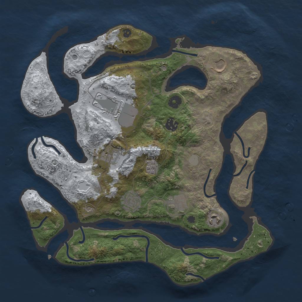 Rust Map: Procedural Map, Size: 3500, Seed: 2309859, 15 Monuments