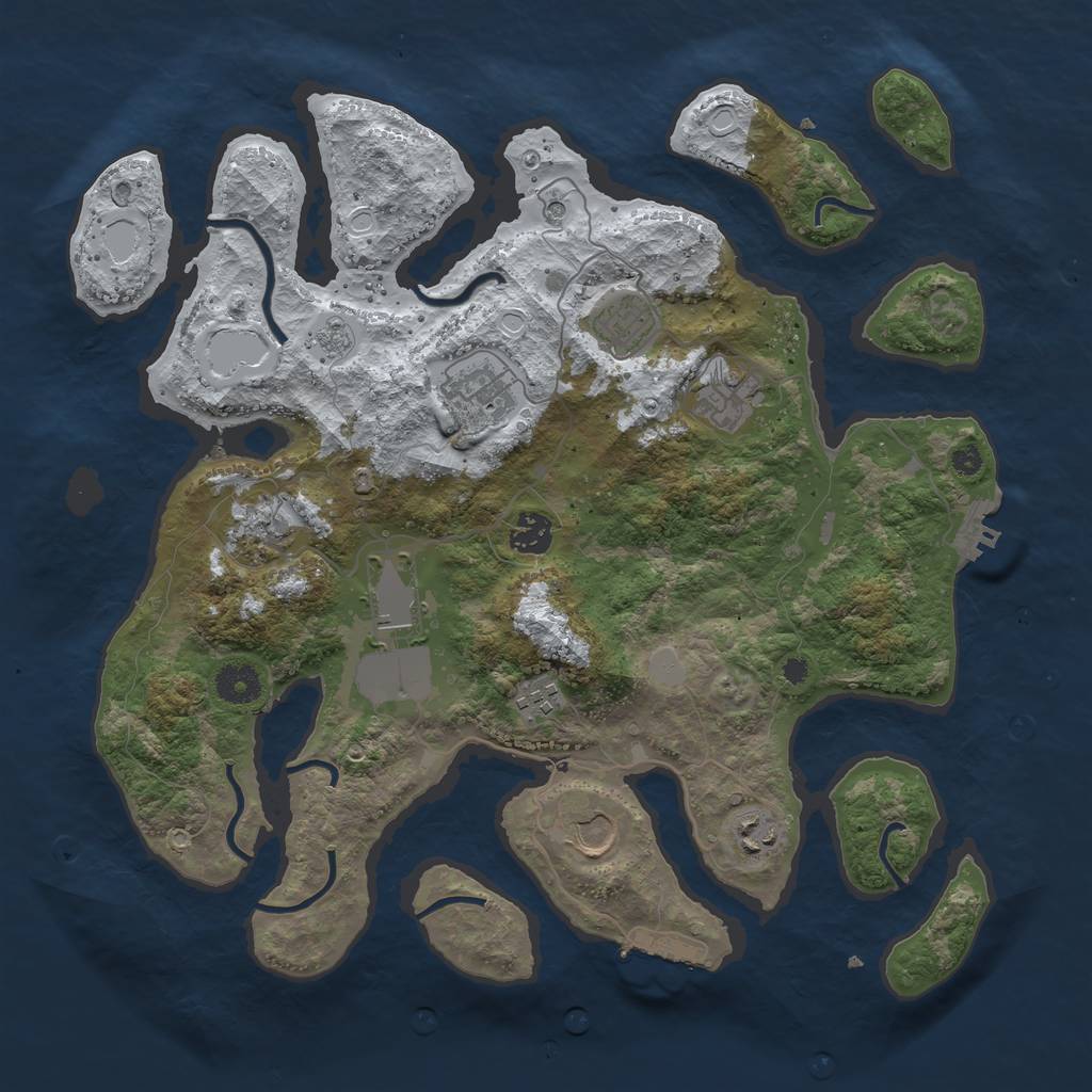 Rust Map: Procedural Map, Size: 3800, Seed: 1611322732, 18 Monuments