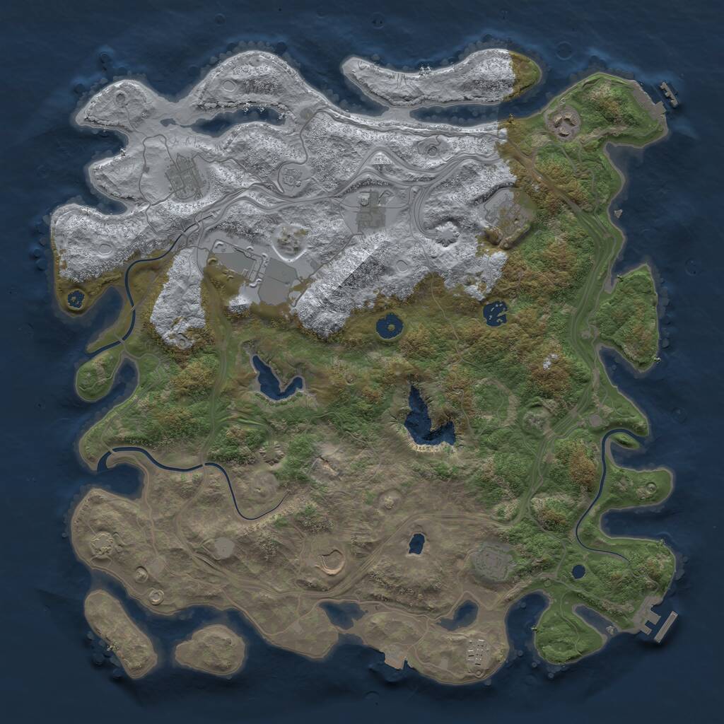Rust Map: Procedural Map, Size: 4300, Seed: 1029484289, 15 Monuments