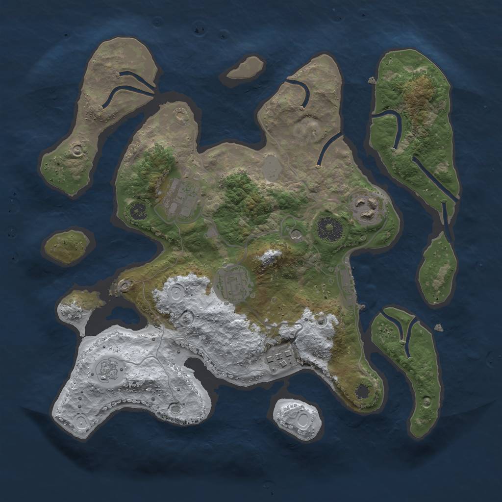 Rust Map: Procedural Map, Size: 3000, Seed: 158858, 12 Monuments