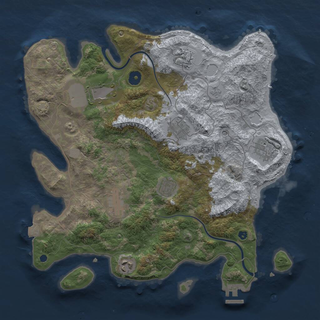 Rust Map: Procedural Map, Size: 3550, Seed: 528486, 12 Monuments