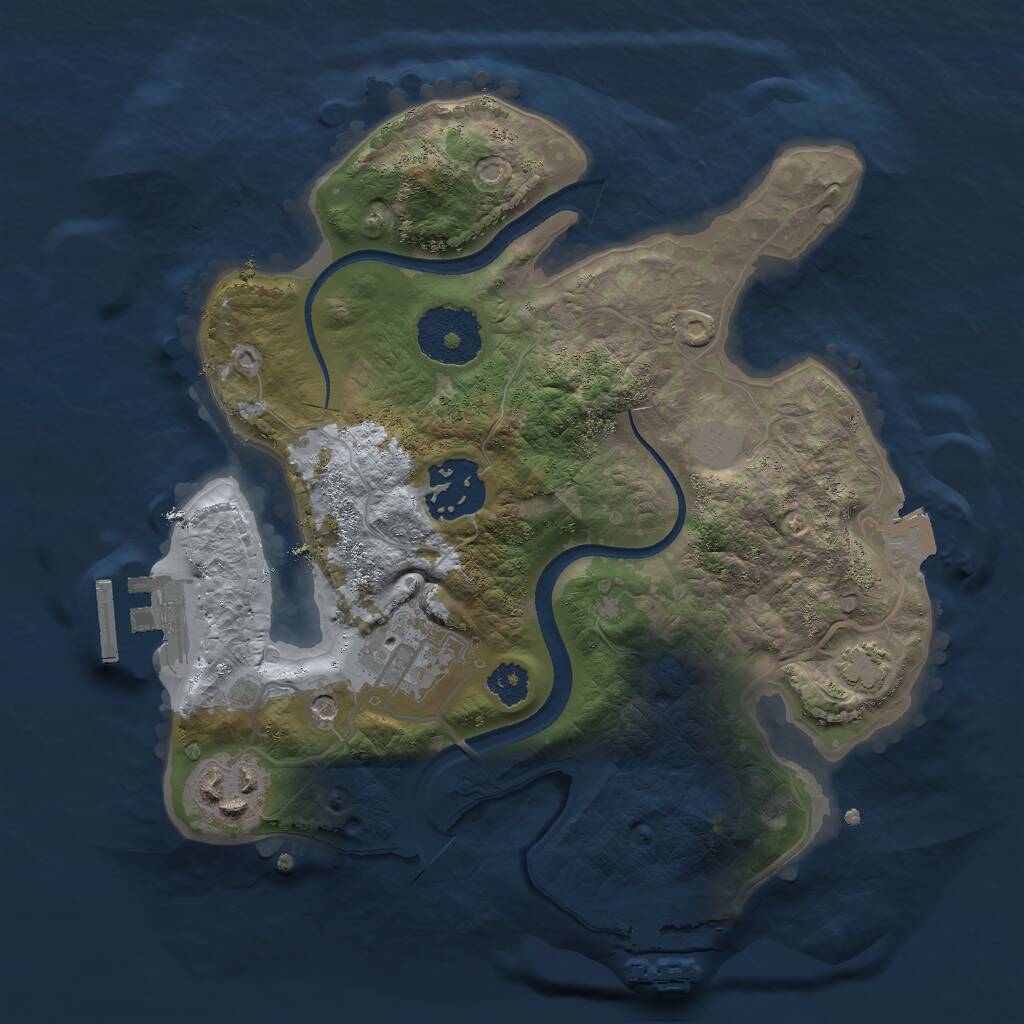 Rust Map: Procedural Map, Size: 2500, Seed: 2111772483, 8 Monuments