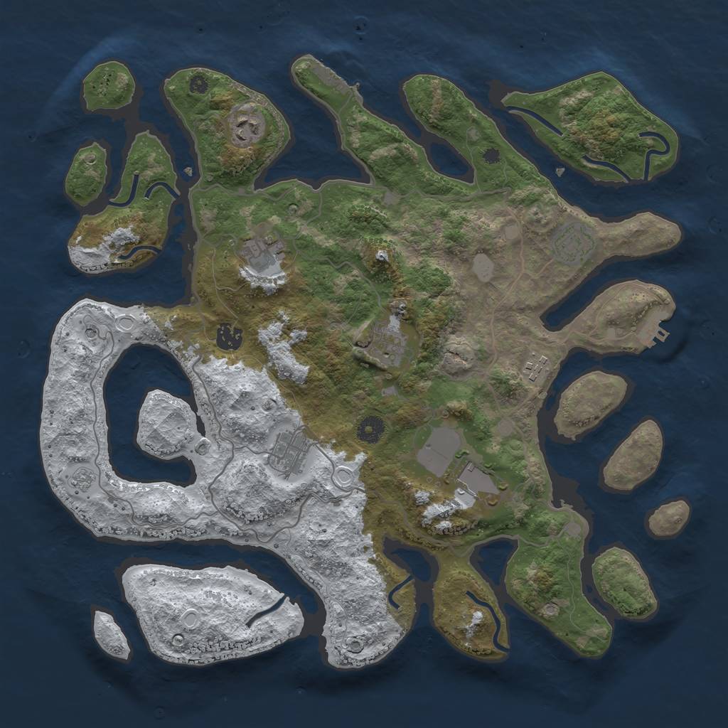 Rust Map: Procedural Map, Size: 4000, Seed: 690508802, 17 Monuments