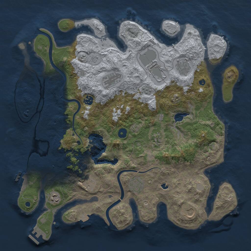 Rust Map: Procedural Map, Size: 4000, Seed: 458754, 16 Monuments